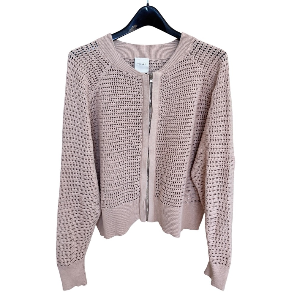 Varley Blush Open-Knit Cardigan Sz L